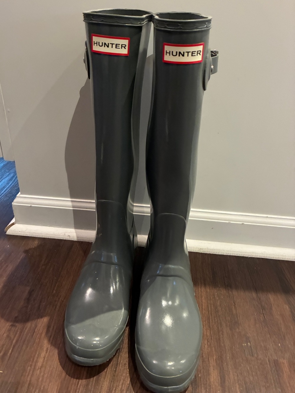 Hunter Tall Gloss Rain Boots - Gray